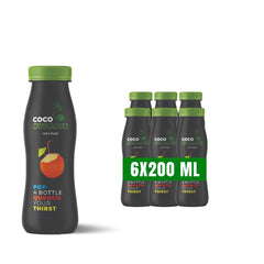 Coco Hydrate 100% Pure Tender Coconut Water, 6x200ml Bottles, Electrolyte Boost